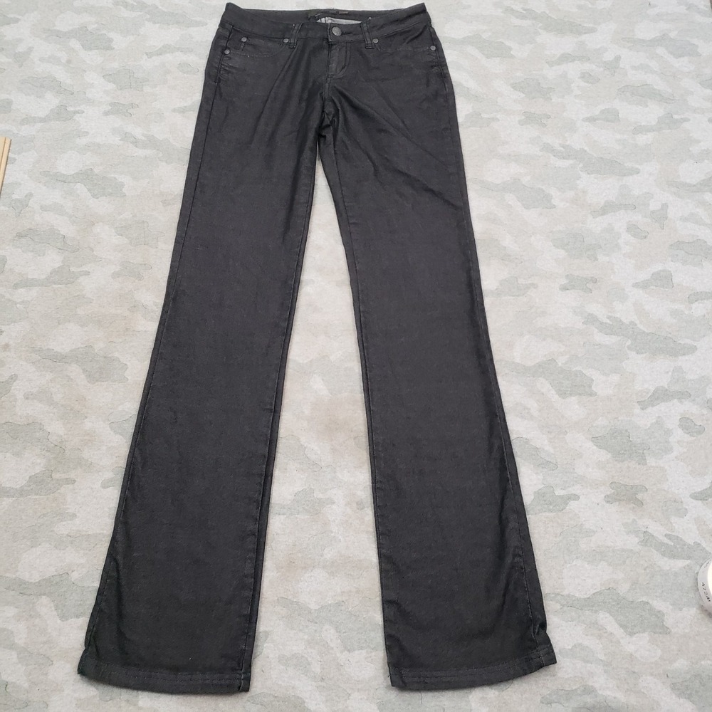 Prana Jeans Womens 0/25 Black Bootcut Pockets Denim Dark Wash‎
